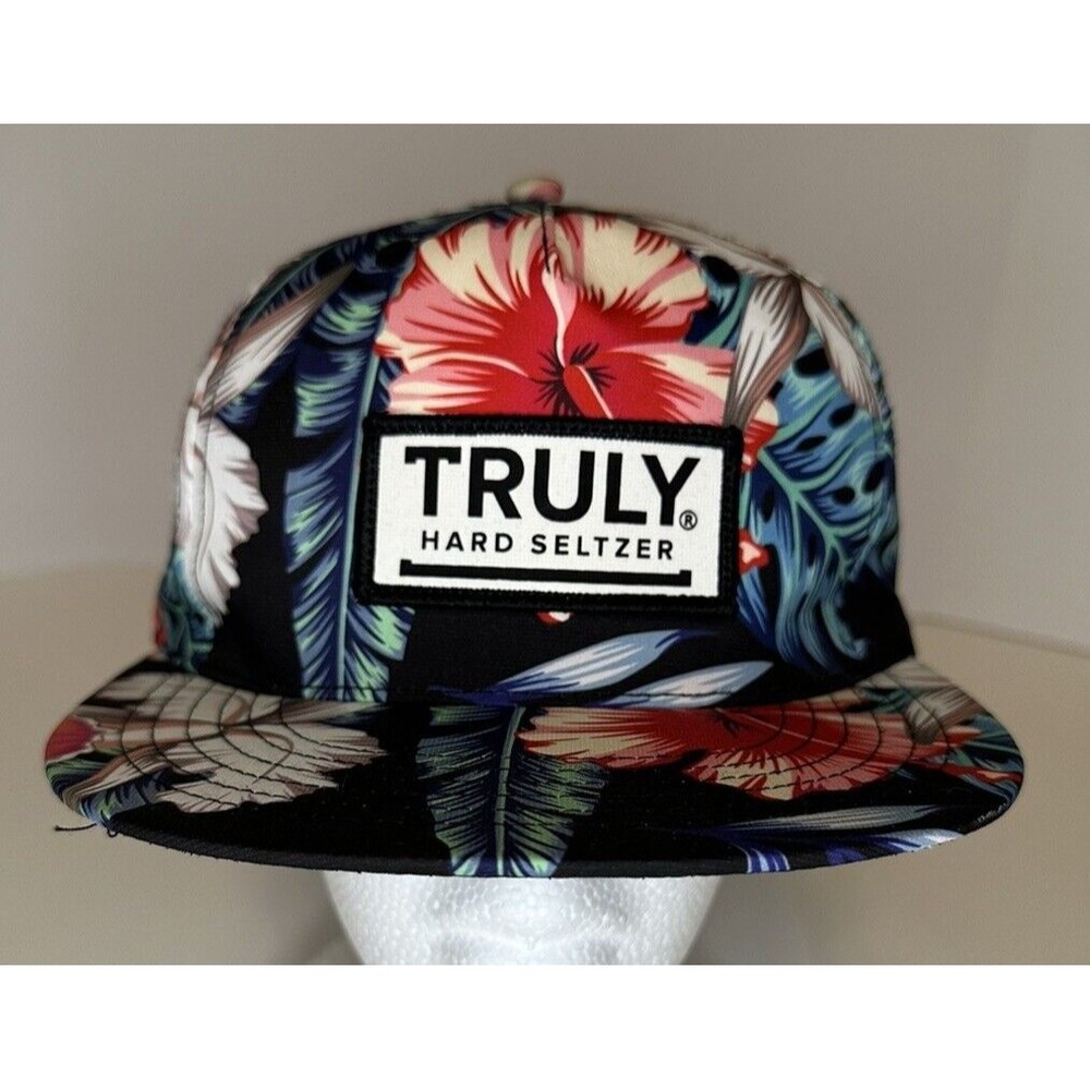 Truly Hard Seltzer Hat Cap SnapBack Flat Bill Hawaiian Beach Spring Floral OSFA